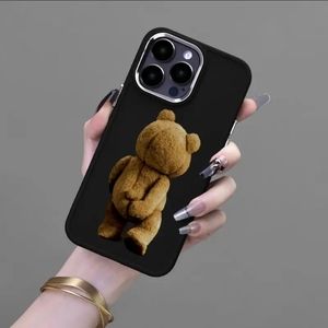 Bear Pattern Shockproof Printed Case For iPhone 14 Pro Max - BLACK